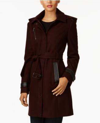 MICHAEL Michael Kors Faux-Leather-Trim Walker Coat
