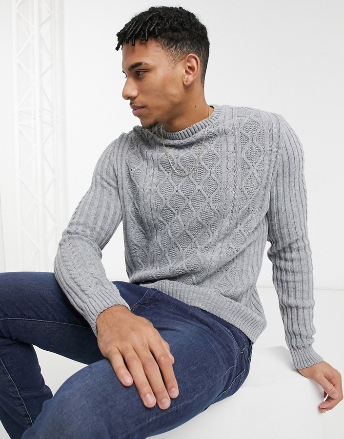 mens grey cable knit jumper