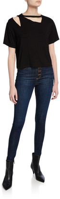 Alice + Olivia Jeans Good High-Rise Exposed Button Skinny Jeans