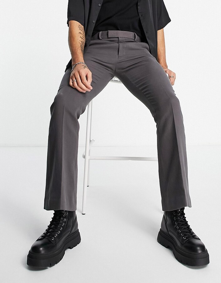 Asos Men Clothing Pants Chinos Flared smart pants in crinkle 