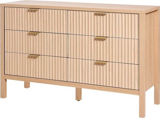 VEVOR6FlutedDrawerDresserWoodenChestofDrawerswithSliding&Anti-tipDeviceModernMinimalistDresserChestBeige