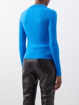 Thumbnail for your product : Petar Petrov Fiora Ribbed-knit Merino Polo Top - Blue