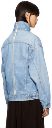 R 13 Blue Levis Edition Repurposed Back Zip Denim Trucker Jacket