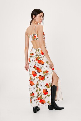 Nasty Gal Womens Floral Print Open Back Maxi Slip Dress