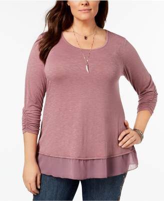 Style and Co Plus Size Chiffon-Hem Top, Created for Macy's