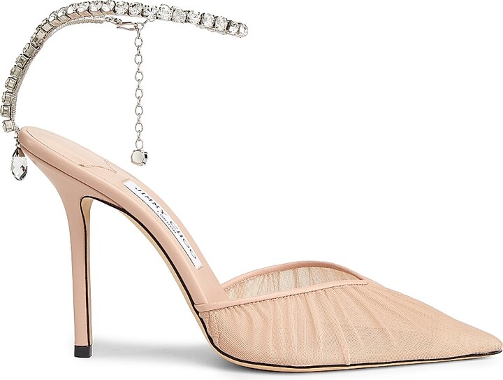 Women's Saeda Crystal-Chain Tulle Pumps - Macaron Crystal - Size 7.5