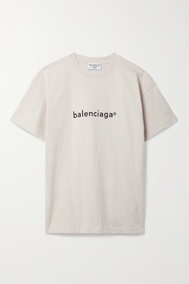 Balenciaga Printed Cotton-jersey T-shirt - Off-white