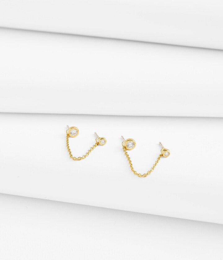 Madewell Demi-Fine Chain Double Stud Earrings