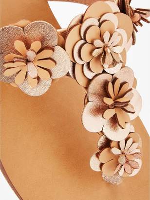 Head Over Heels Lizza 3D Floral Flat Sandal - Nude
