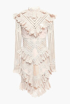 Thumbnail for your product : Zimmermann Unbridled Battenburg Tiered Ramie-blend Macramé Lace Mini Dress