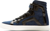 Thumbnail for your product : Pierre Hardy Blue Leather Trim Denim Sneakers