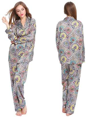 LILYSILK Silk Pajamas Set With Floral Geometric Patterns Sleepwear for Women,XXL