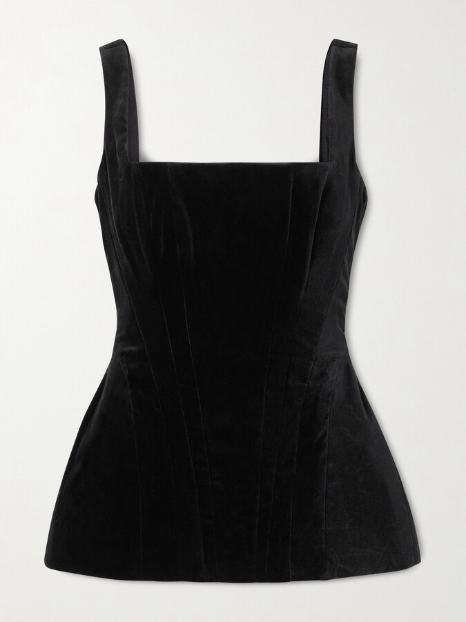 Costarellos Cotton-velvet Blouse - Black