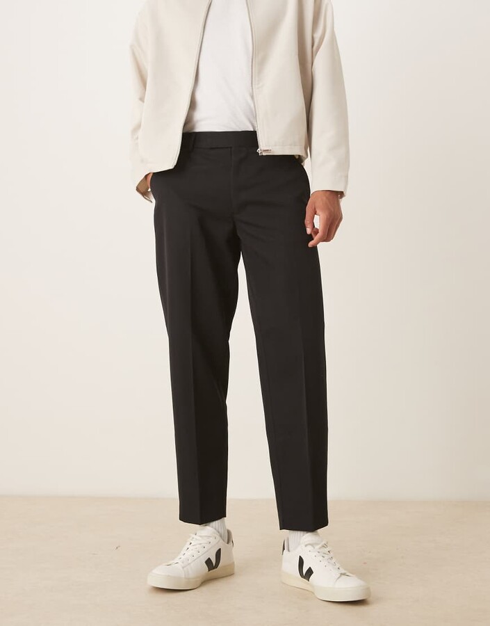 ASOS DESIGN smart oversized tapered fit trousers in black