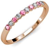 Thumbnail for your product : TriJewels Pink Tourmaline and Diamond (VS2-SI1, ) 10 Stone Wedding Band 0.55 ct tw in 18K Rose Gold.size 4.5