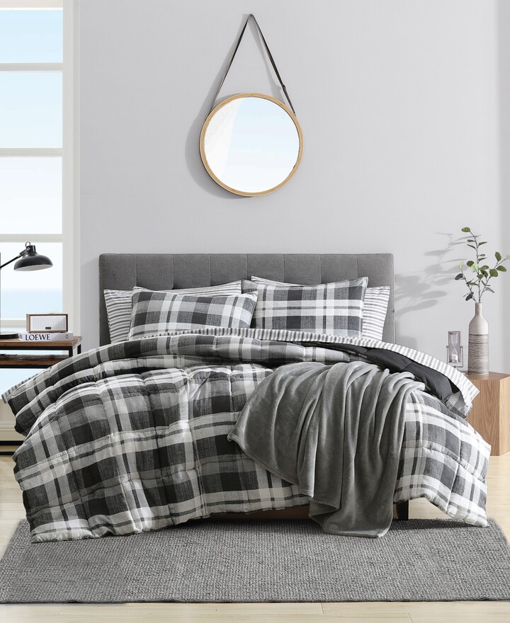 Nautica Cross View Plaid Brushed Micro Suede 3 Piece Comforter Set, Full/Queen