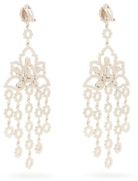 Etro Lotus Crystal-embellished Clip Earrings - Silver