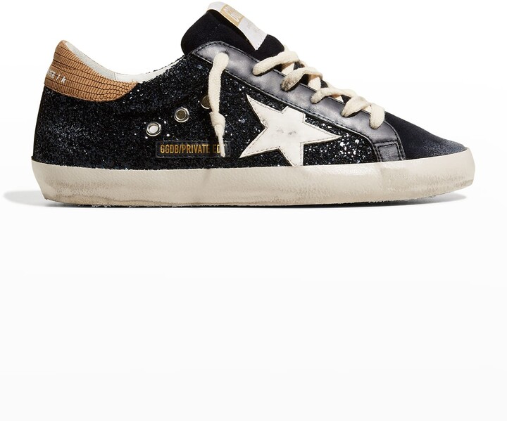 Golden Goose Superstar Navy Glitter With Snake Back And White Star Sneakers  - ShopStyle
