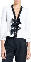 Carolina Herrera Embellished Bow-Front Peplum Jacket