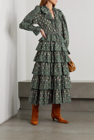 Thumbnail for your product : Ulla Johnson Odile Ruffled Floral-print Broderie Anglaise Cotton-poplin Midi Dress