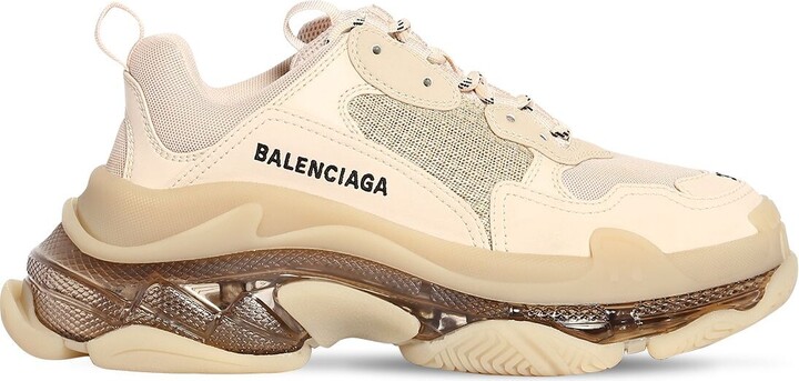 Balenciaga Triple S 60mm Nylon & Leather Sneakers White Beige