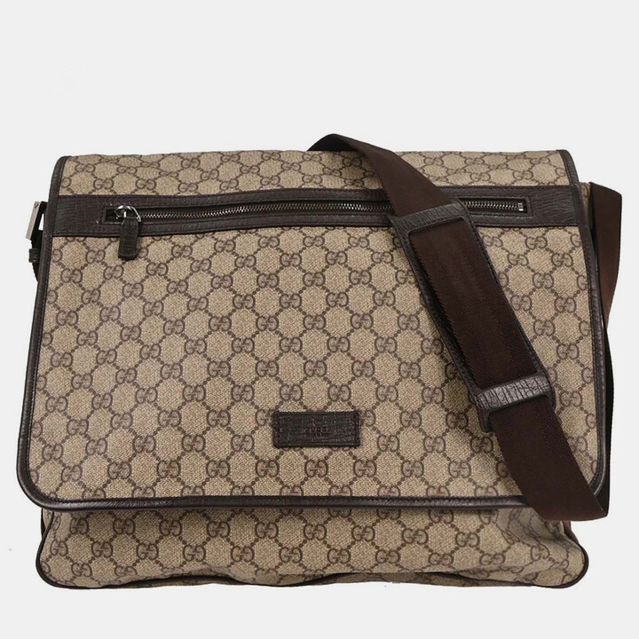 Gucci Beige Canvas Leather GG Shoulder Bag