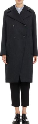 Marni WOMEN'S EMBELLISHED COLLAR DOUBLE-BREASTED COAT-BLACK SIZE 40 IT