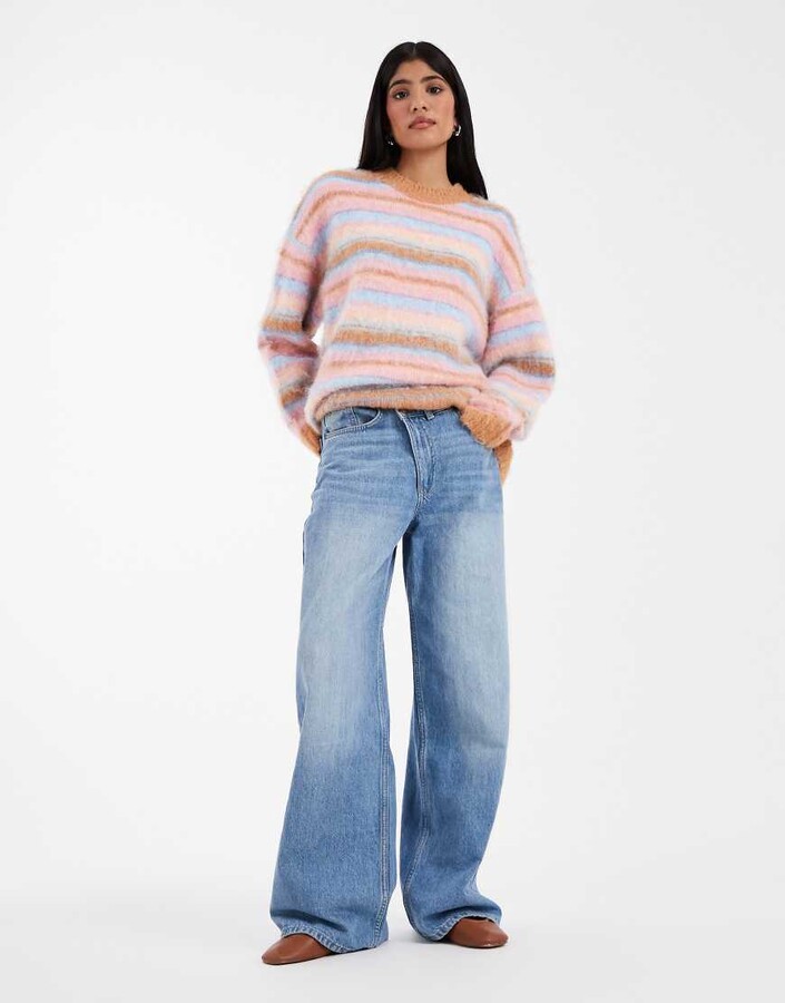 ASOS DESIGN stripe oversized sweater in multi