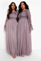 Thumbnail for your product : boohoo Bridesmaid Hand Embellished Long Sleeve Maxi