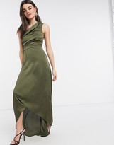 Thumbnail for your product : TFNC Bridesmaid one shoulder maxi dress in green