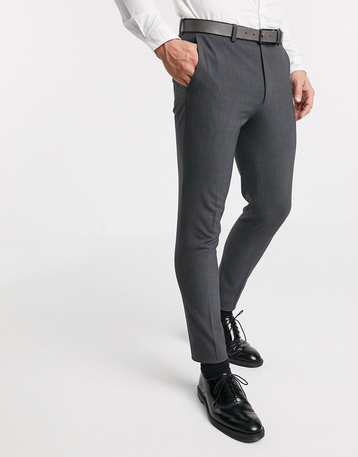 ASOS DESIGN super skinny suit pants in four way stretch in charcoal -  ShopStyle