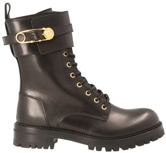 Versace Studded leather boots - ShopStyle
