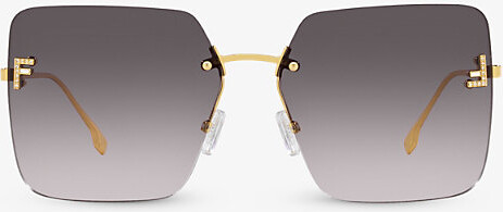 Fendi Womens Black Fe4082Us Square-Frame Metal Sunglasses