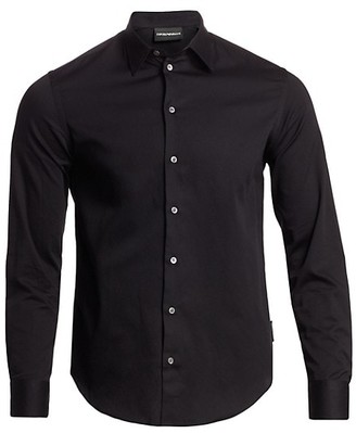 Emporio Armani Solid Jacquard Woven Shirt