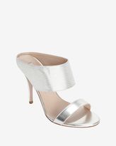 Thumbnail for your product : Pura Lopez Lizard Embossed Mirrored Heel Sandal: Silver