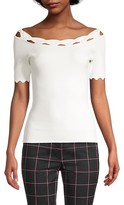 Thumbnail for your product : Milly Scallop Trim Knit Short-Sleeve Top