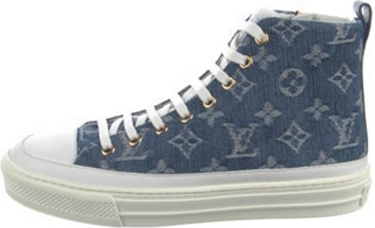 Louis Vuitton Denim Monogram Tempo Slip On Sneakers Size 34 Louis