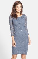 Thumbnail for your product : Marina Embellished Stretch Lace Sheath Dress