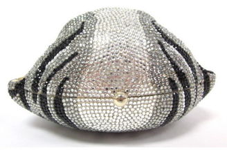 Judith Leiber Black White Crystal Golden Monkey Minaudiere Clutch Handbag