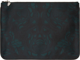 Thumbnail for your product : Alexander McQueen Green Silk & Leather Rose Print Pouch