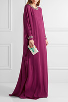 Thumbnail for your product : Oscar de la Renta Crystal-embellished Silk Crepe Gown - Burgundy