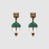 Thumbnail for your product : Gucci Feline earrings with crystals