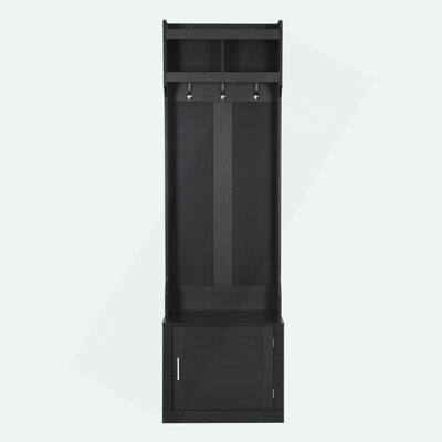 Minimalist Slim Hall Tree With Cabinet & 6 Hanging Hooks, Multi-Functional Storage Bench With Coat Rack, Elegant Foyer Cabinet For Hallway, Living Roo