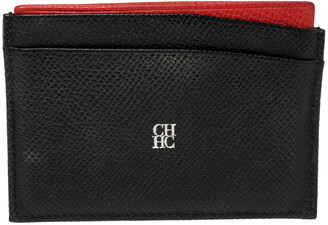 Carolina Herrera Black/Red Leather Card Holder - ShopStyle