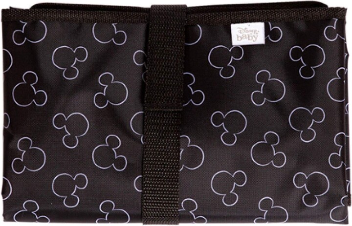J L Childress Full Body Portable Baby Changing Pad, Fully Padded for Baby's Comfort Waterproof Opens to 19" X 30" Mickey Black