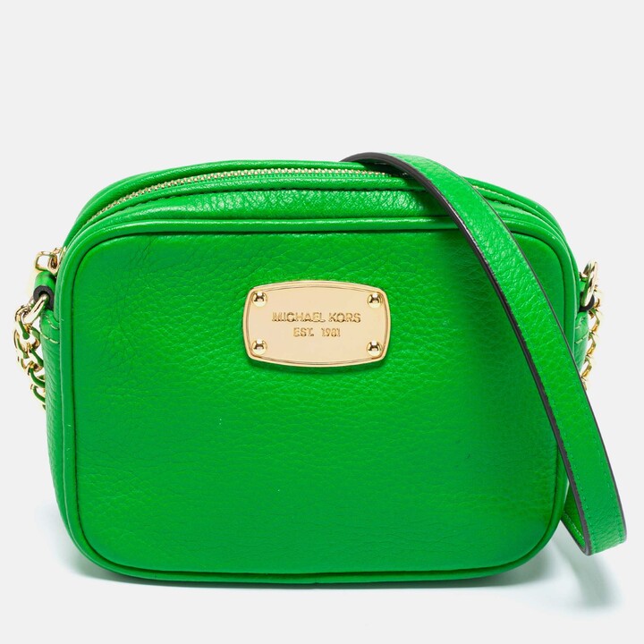 MICHAEL Michael Kors Green Leather Ginny Camera Crossbody Bag ShopStyle