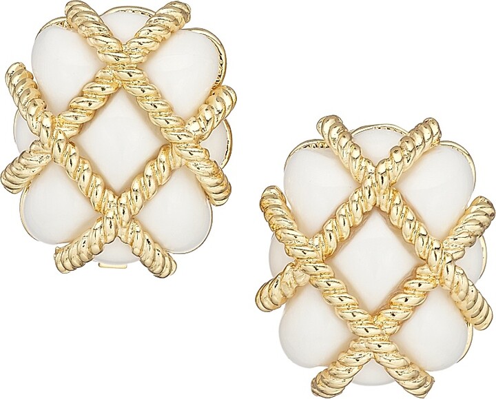 Kenneth Jay Lane Women's Gold-Plated & Resin Clip-On Earrings - White