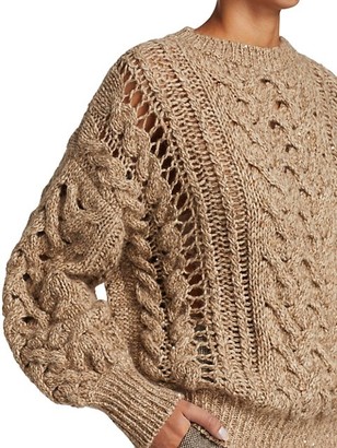 Brunello Cucinelli Open Weave Cashmere & Wool-Blend Knit Sweater