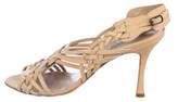 Thumbnail for your product : Manolo Blahnik Leather Peep-Toe Sandals Nude Leather Peep-Toe Sandals