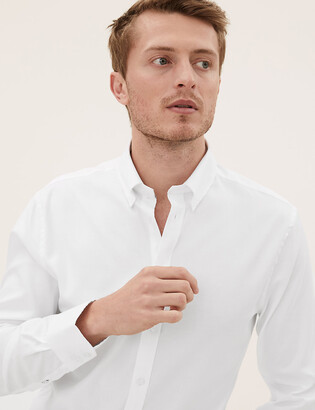 Marks and Spencer Tailored Fit Pure Cotton Luxury Shirt